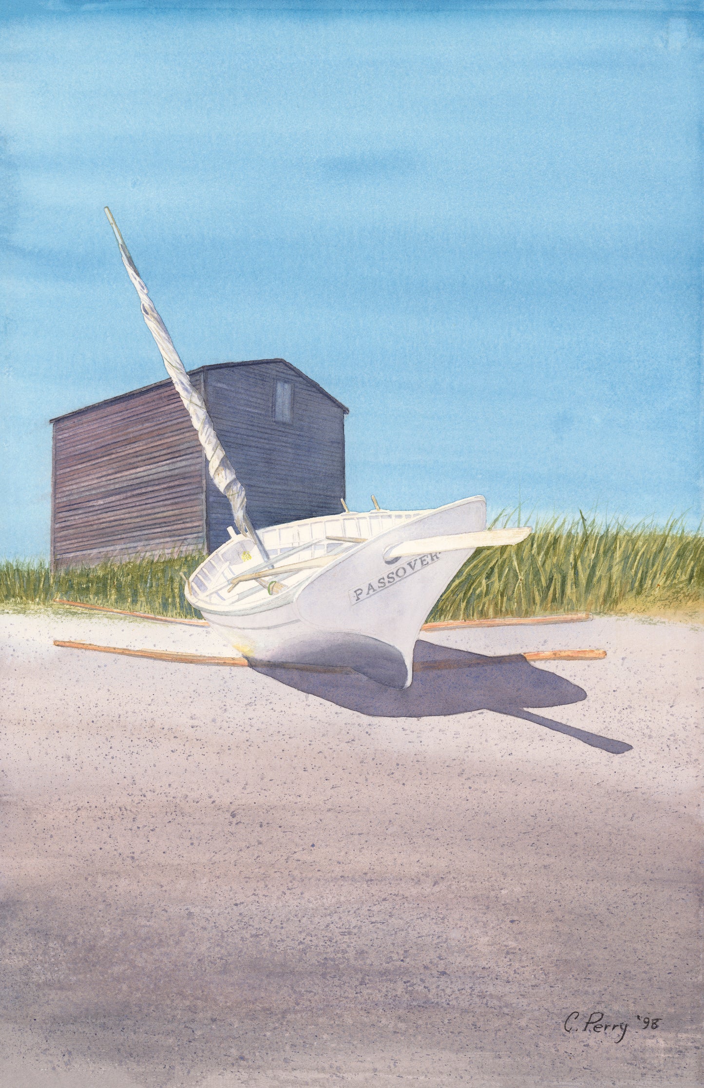 “Resting”  Sailboat  On Beach Watercolour Print