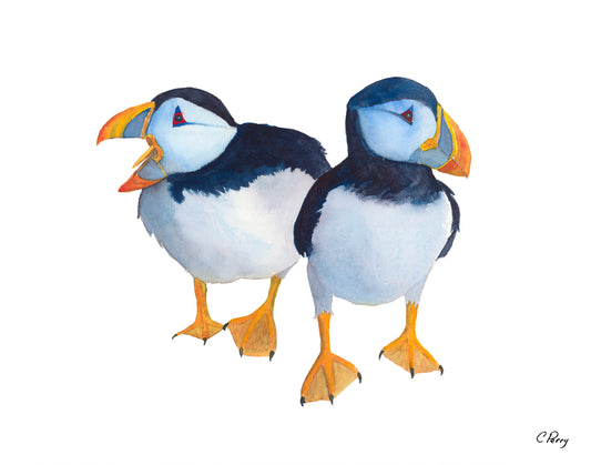 “Mates For Life”  Pair Of Puffins Watercolour Print